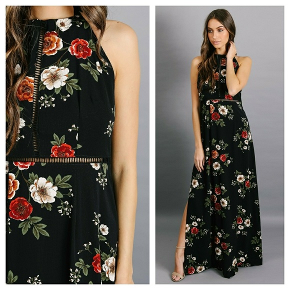 1 left! dark navy floral maxi dress - Picture 3 of 3